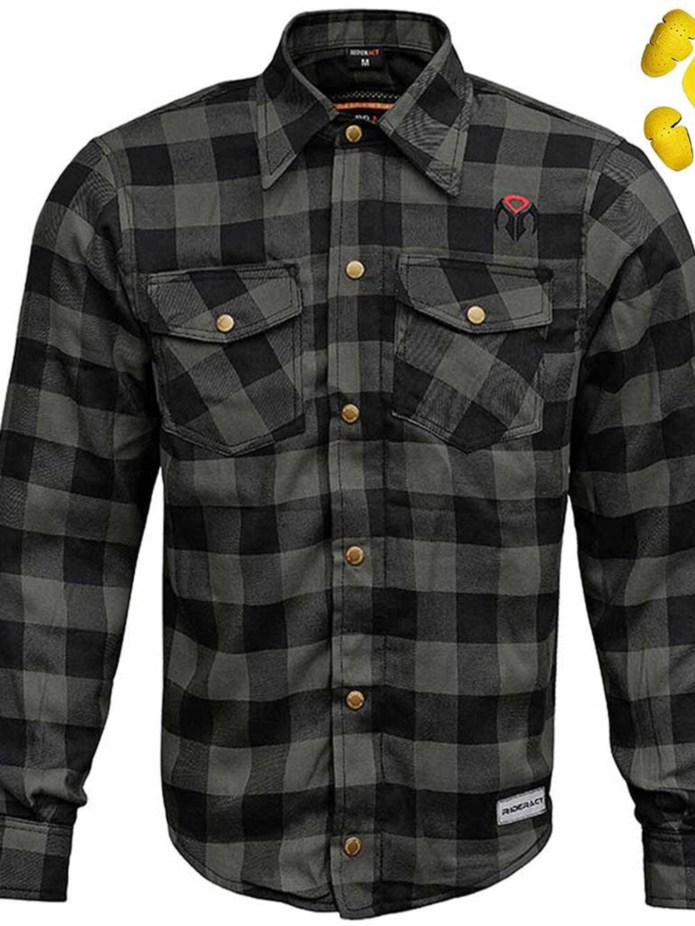 RIDERACT Motorcycle Flannel Shirt with Armor Men’s Riding Gear